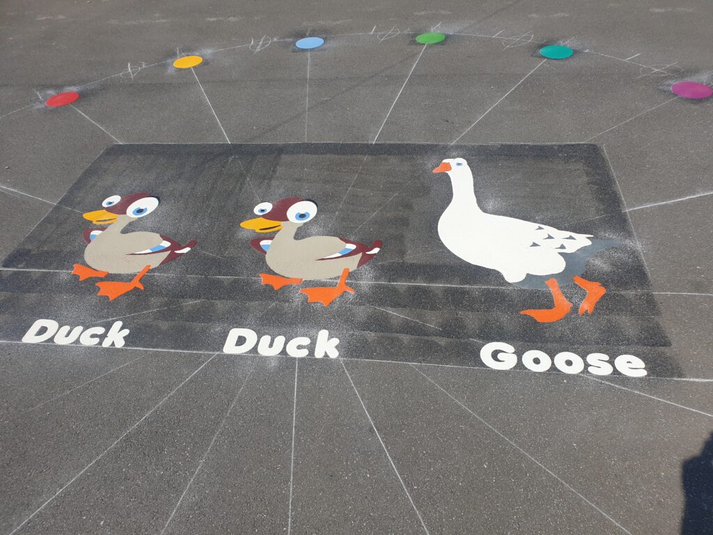 Thermoplastic target games playground markings at a UK school