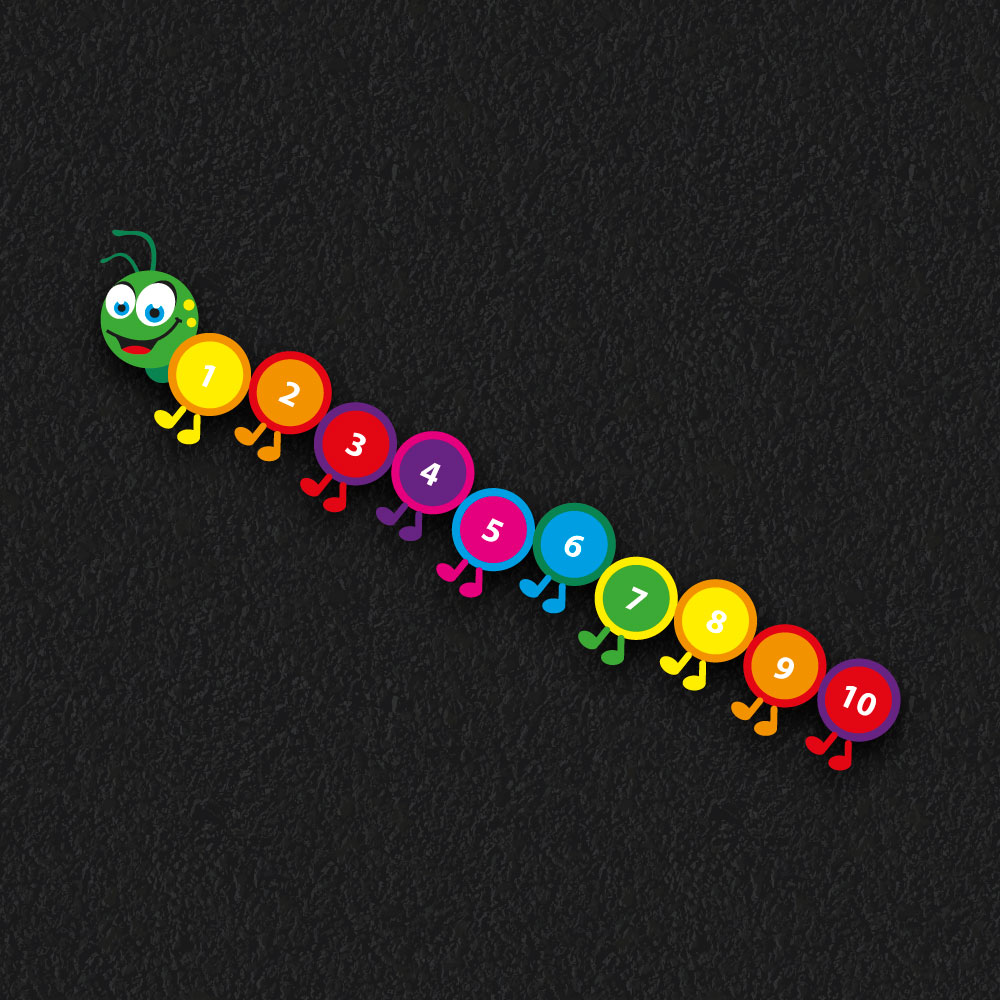 1 – 10 Caterpillar thermoplastic playground marking