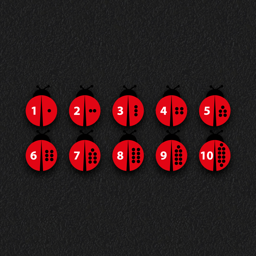 1 – 10 Ladybirds thermoplastic playground marking