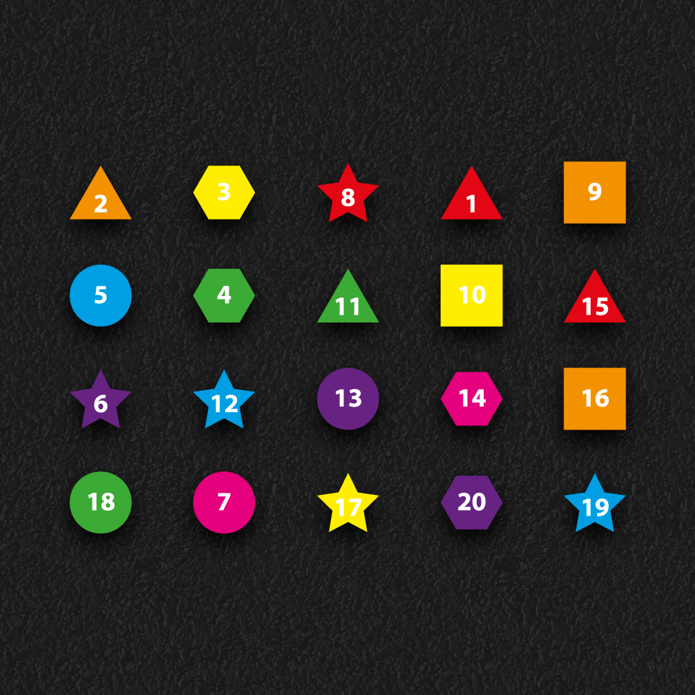 Numbered Shapes 1 – 20 thermoplastic playground marking