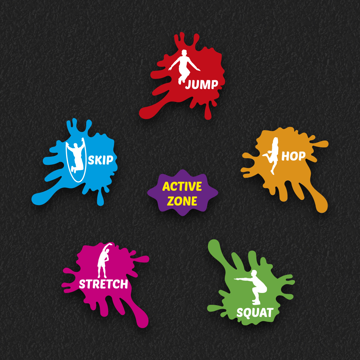 Active Zone Splats thermoplastic playground marking