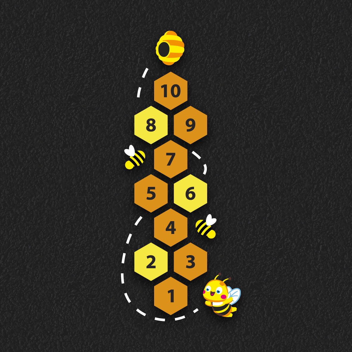 Bee Hopscotch thermoplastic playground marking