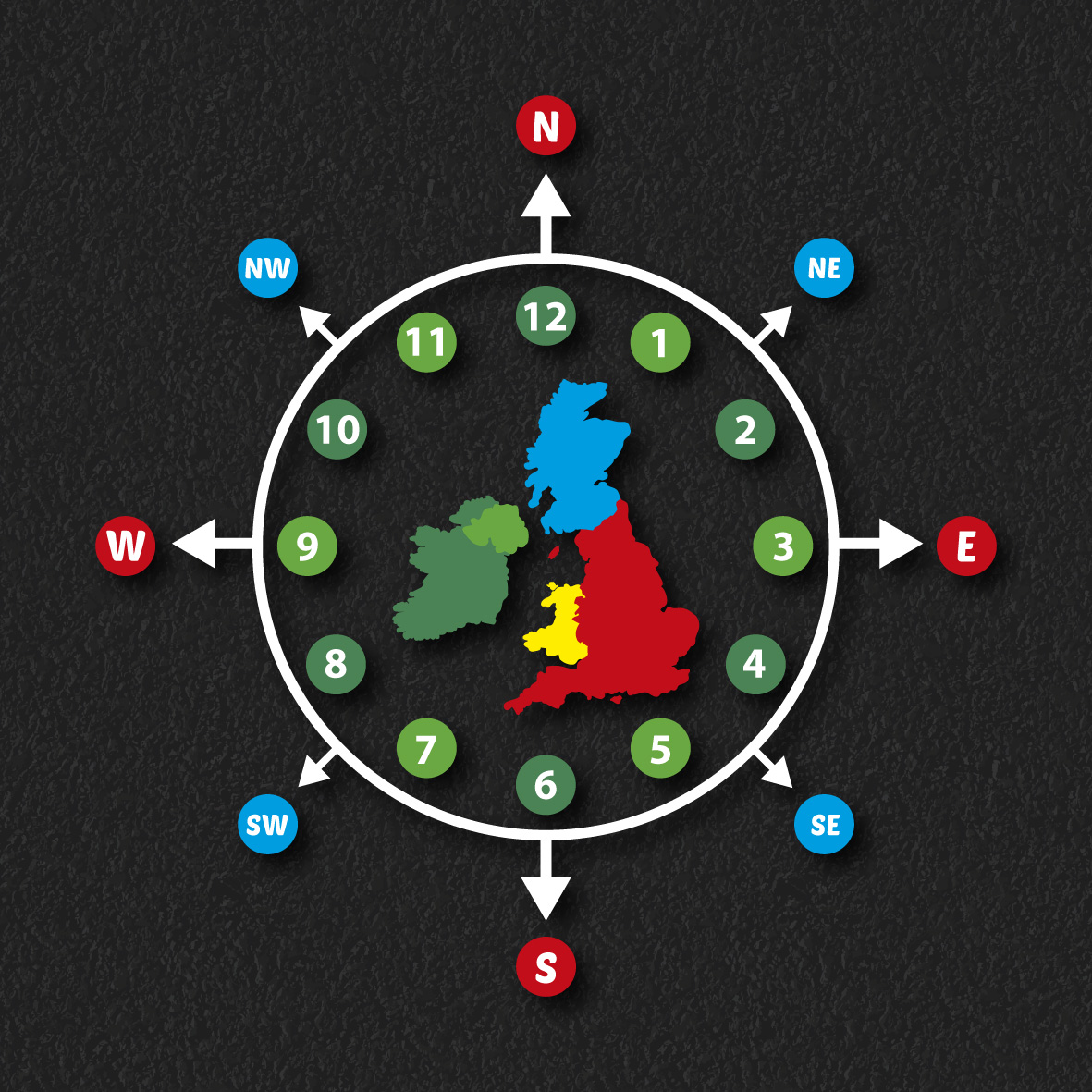 Compass Clock UK Map thermoplastic playground marking