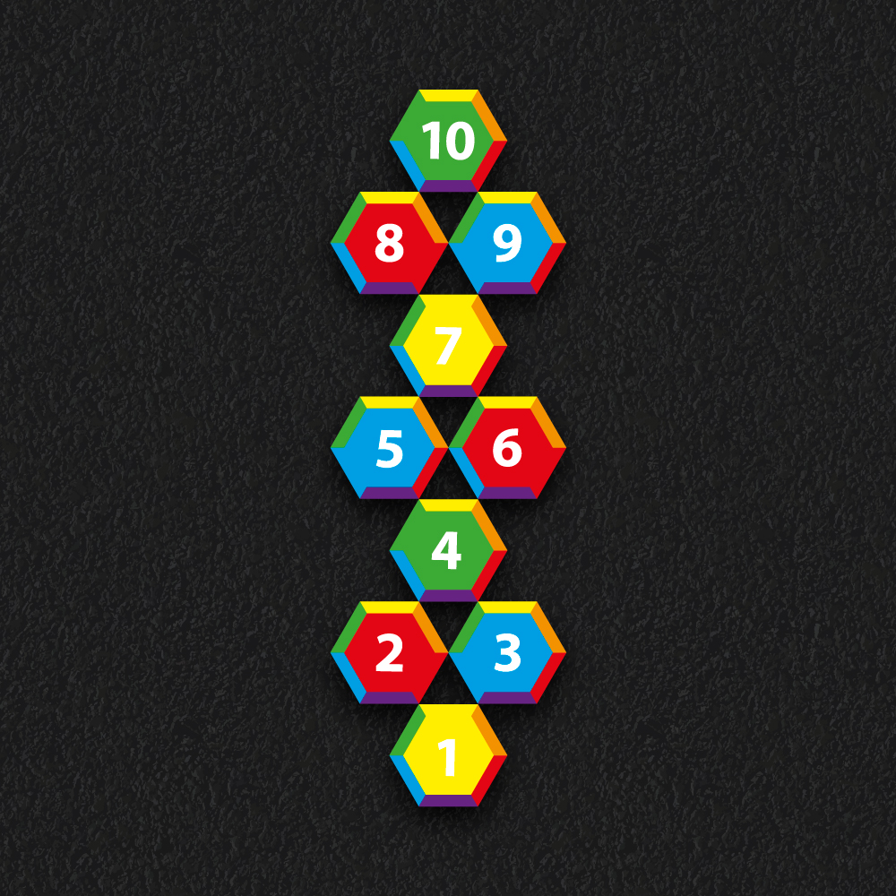 Hexagon Hopscotch thermoplastic playground marking