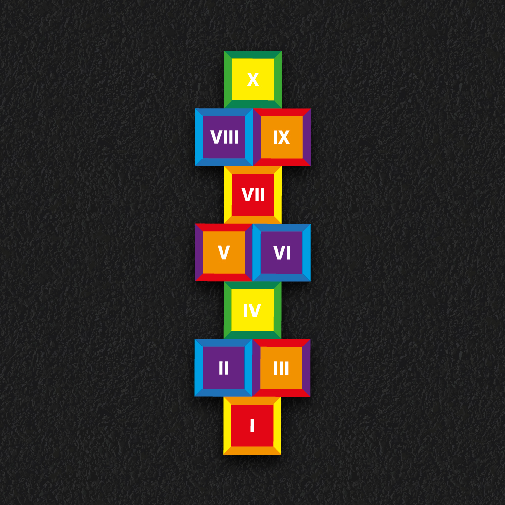 Roman Numeral Hopscotch thermoplastic playground marking