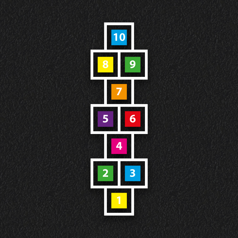 Hopscotch Solid and Outline thermoplastic playground marking