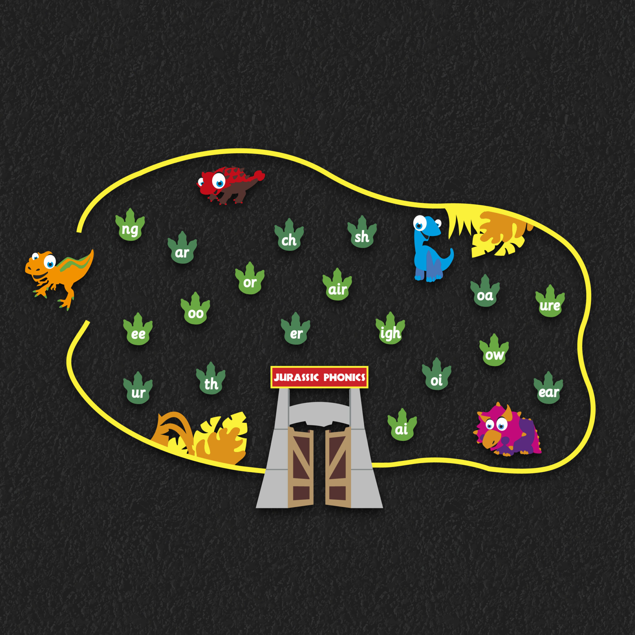 Jurassic Phonics thermoplastic playground marking