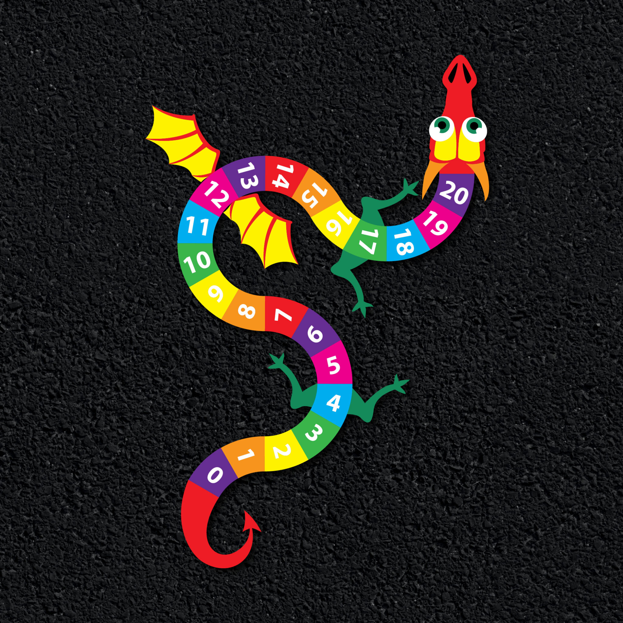 0 – 20 Dragon thermoplastic playground marking
