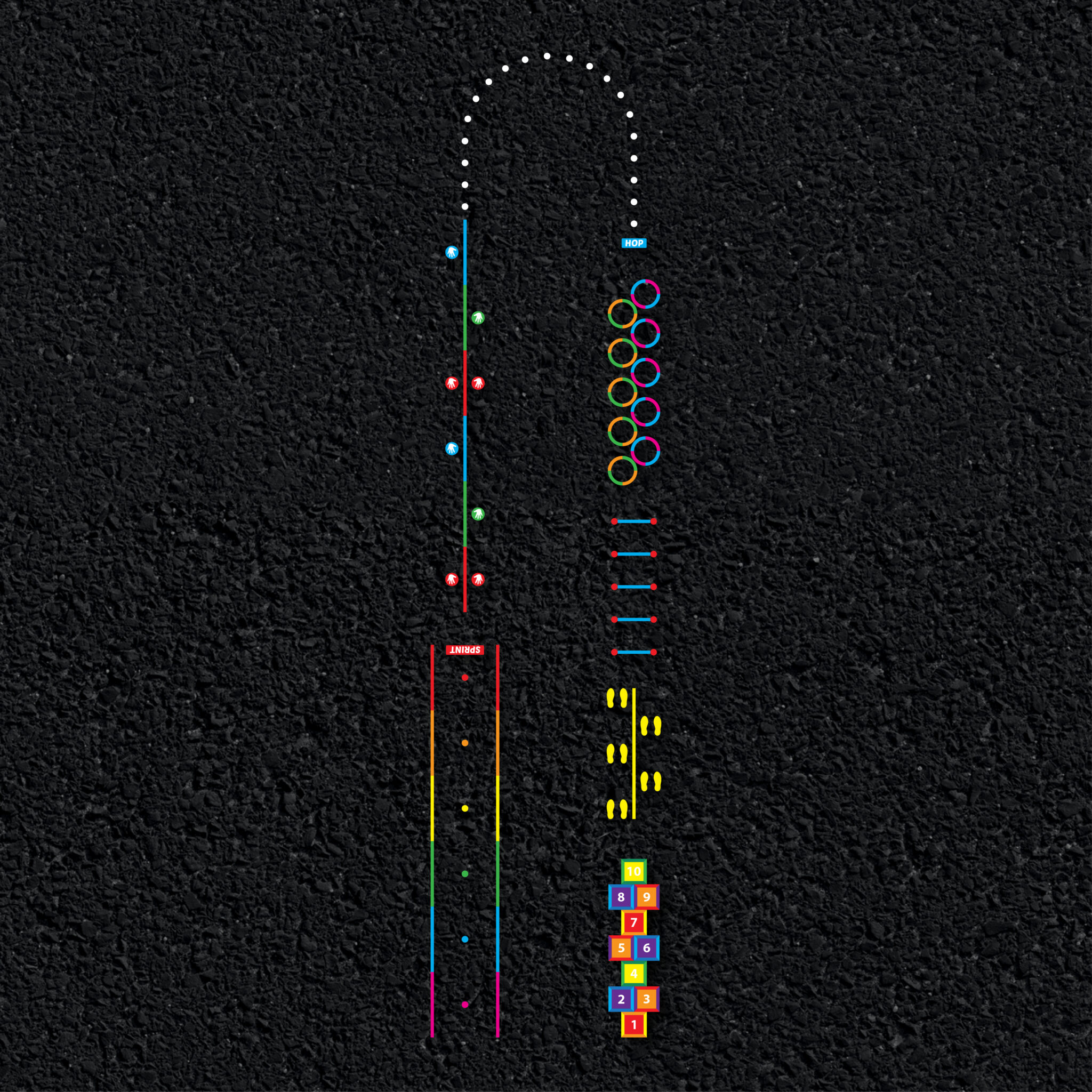 Fun Fitness Trail thermoplastic playground marking