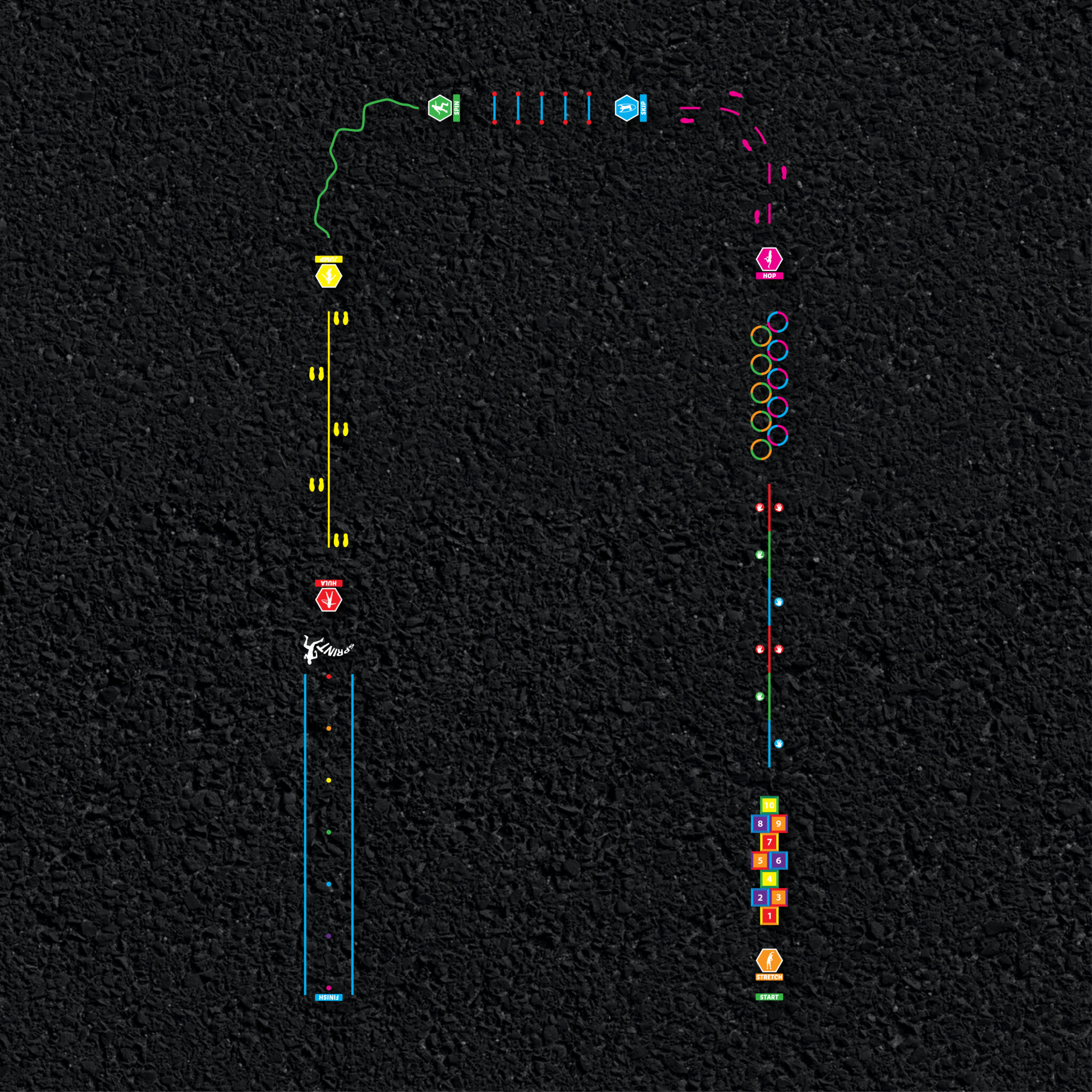 Active Zone Trail thermoplastic playground marking