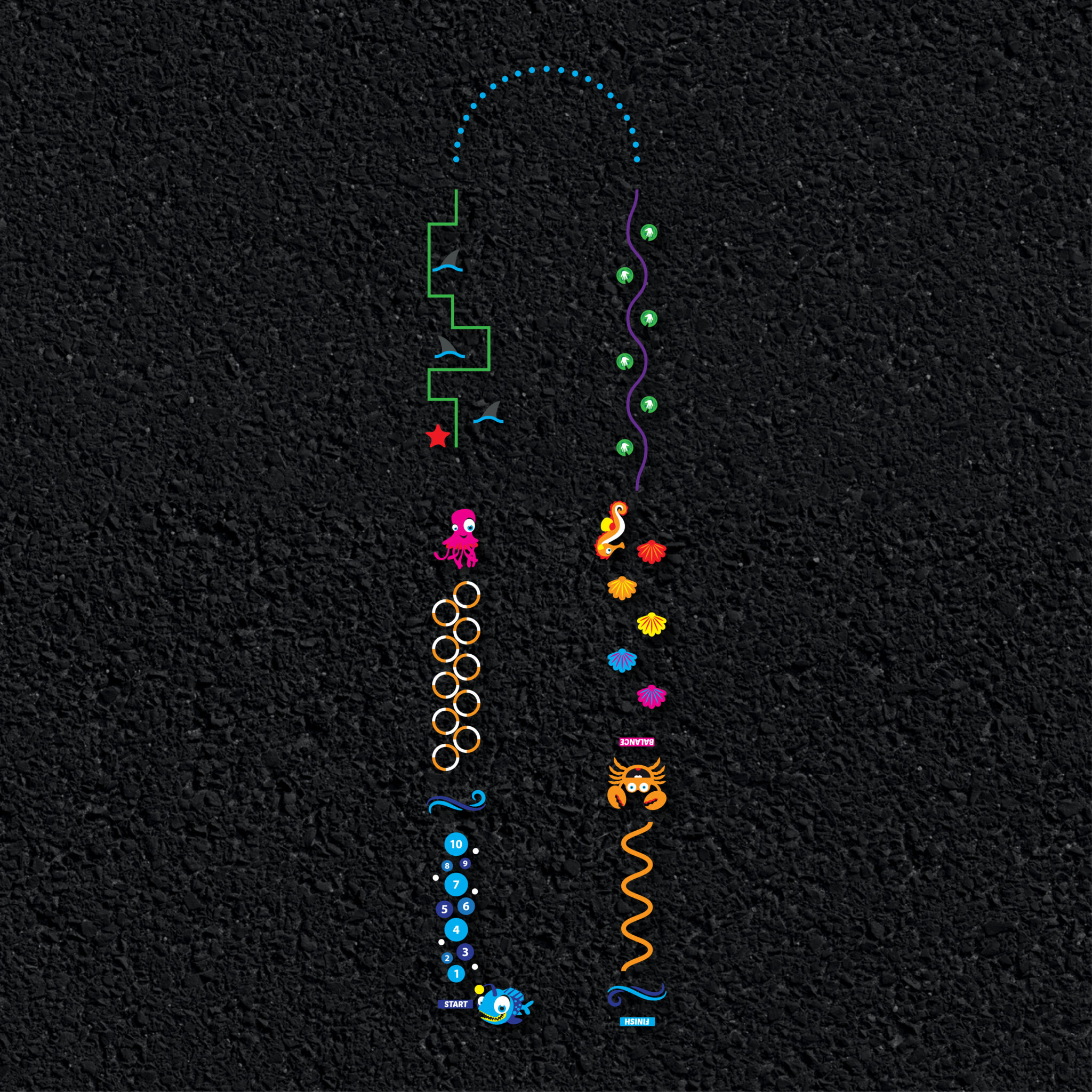 Sea Themed Trail thermoplastic playground marking