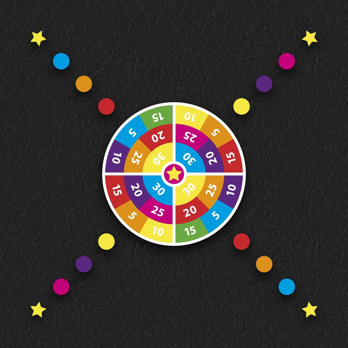 Shooting Star 4 Way Target thermoplastic playground marking