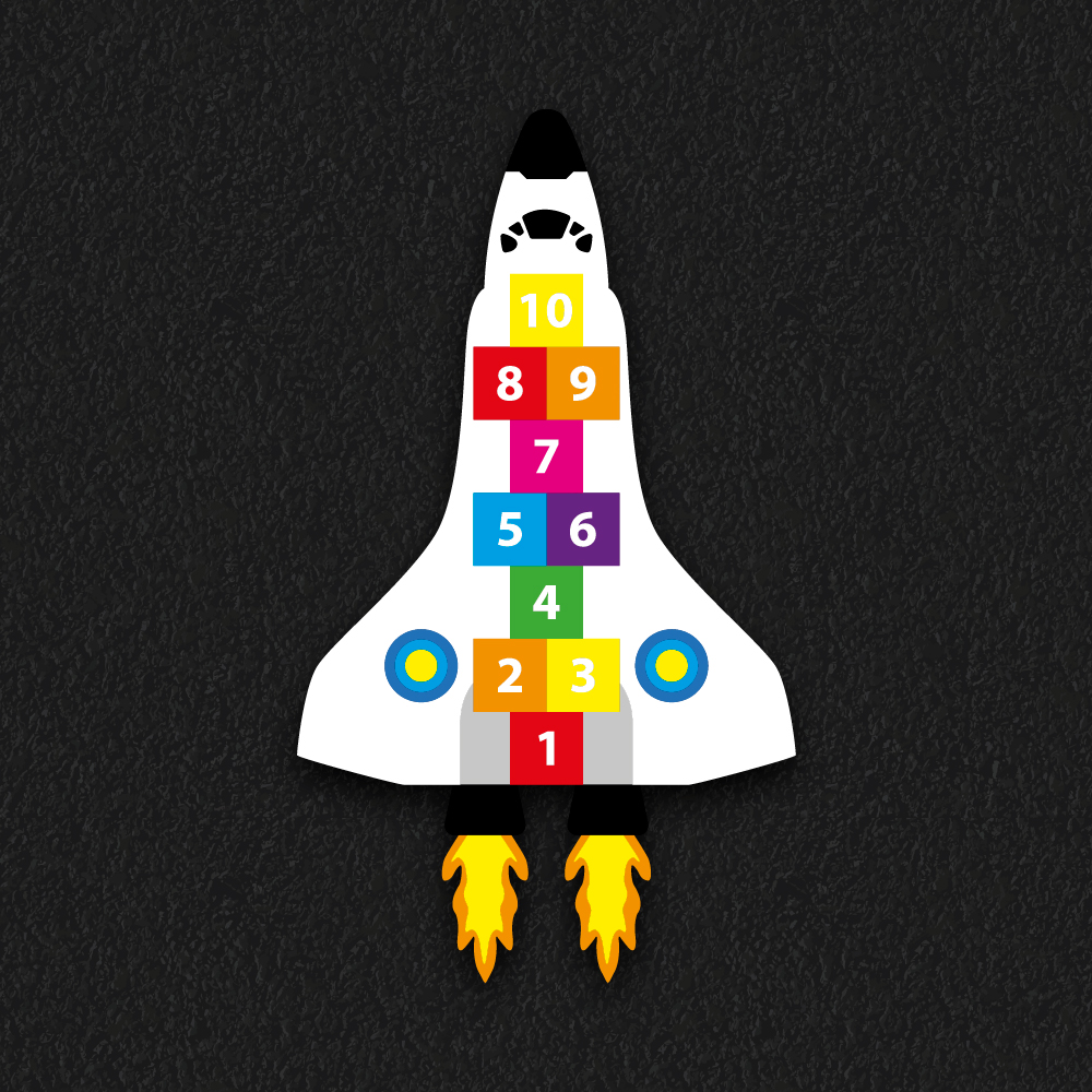 Space Shuttle Hopscotch thermoplastic playground marking
