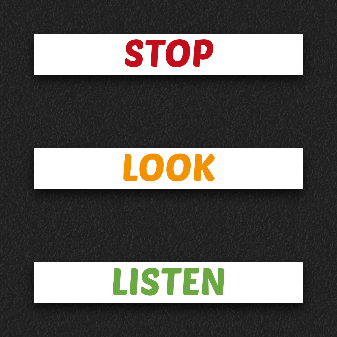 Zebra Crossing including Stop, Look and Listen thermoplastic playground marking