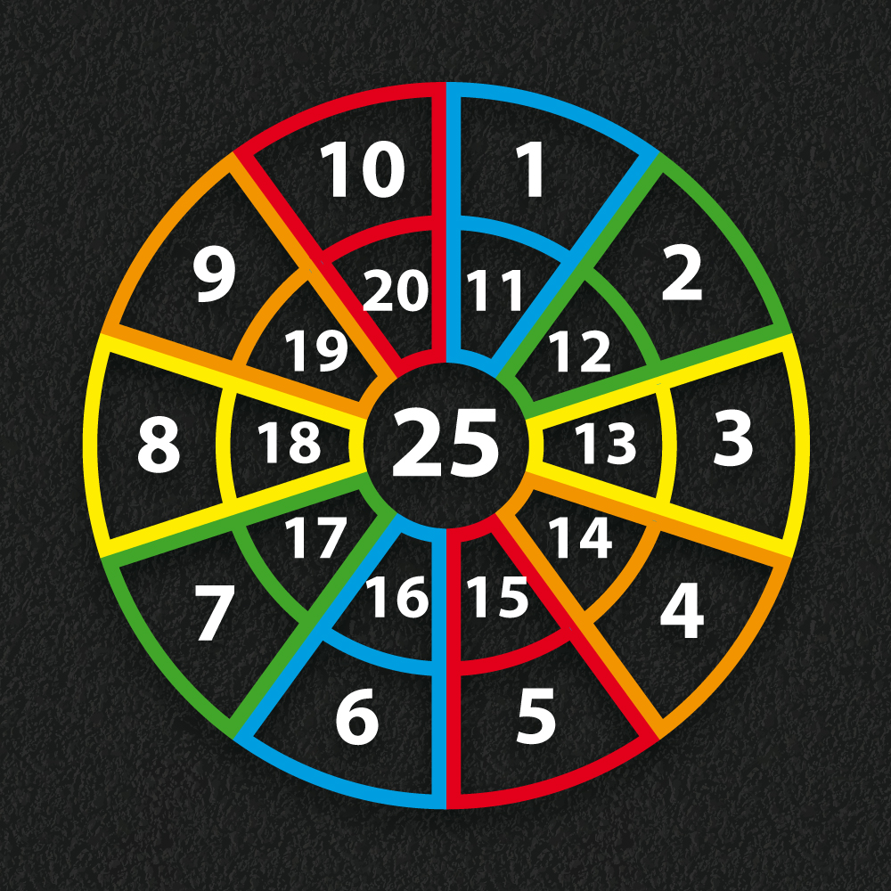 Target 1-25 Outline thermoplastic playground marking